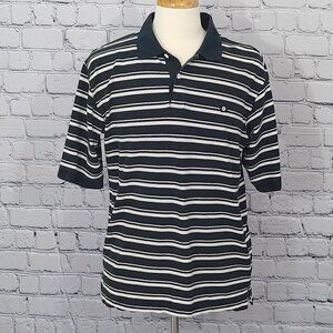 2/$20 South Pole Black & White Striped Polo Shirt Size L – Casual & Classic